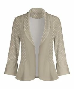 Lily | Beige & White Pin Dot Trumpet Sleeve Blazer - Plus
