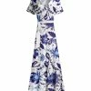 Lily | White & Navy Floral Tie-Waist Surplice Maxi Dress - Women