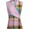 Lily | Pink & Green Plaid Sleeveless Surplice Top - Women