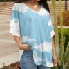 Lily | Blue & White Cloud Bell-Sleeve V-Neck Swing Tunic - Plus