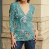 Lily | Turquoise & Coral Floral Surplice Tunic - Women