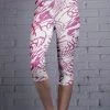 Lily | White & Pink Abstract Active High-Waist Capri Leggings - Women