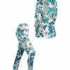 Lily | Turquoise & Blue Floral Cutout Hoodie & Pocket Leggings - Women