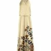 Lily | Cream & Orange Floral Gathered-Neck Blouson Maxi Dress - Women