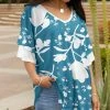 Lily | Blue & White Floral Short-Sleeve Tunic - Women