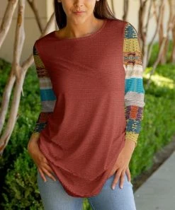 Lily | Rust & Turquoise Patchwork Long-Sleeve Tunic - Women