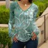 Lily | Turquoise Leopard & Floral Long-Sleeve V-Neck Tunic - Women