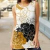 Lily | Brown & White Floral Sleeveless Tunic - Plus