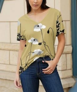 Lily | Olive & Black Floral V-Neck Short-Sleeve Tunic - Plus