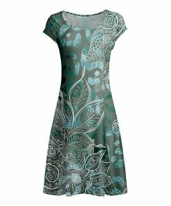 Lily | Turquoise & Tan Floral Short-Sleeve Shift Dress - Plus