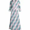 Lily | Pink & Blue Argyle Button-Front Maxi Dress - Plus