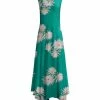 Lily | Turquoise & White Floral Sleeveless Handkerchief Maxi Dress - Plus