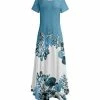 Lily | Blue & White Floral Handkerchief Maxi Dress - Women