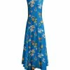Lily | Orange & Blue Floral Sleeveless Handkerchief Maxi Dress - Plus