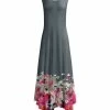 Lily | Gray & Pink Floral Sleeveless Handkerchief Maxi Dress - Plus