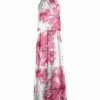 Lily | Pink & White Floral Sleeveless Blouson Maxi Dress - Plus