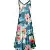 Lily | Teal & Pink Floral V-Neck Maxi Dress - Women