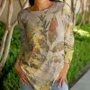 Lily | Beige & Green Leaf Long-Sleeve Tunic - Women & Plus