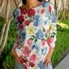 Lily | White & Pink Floral Long-Sleeve Tunic - Plus