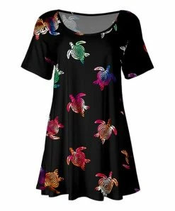 Lily | Black & Fuchsia Multicolor Turtle Short-Sleeve Tunic - Plus