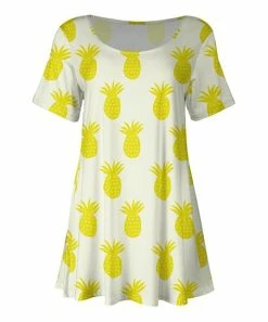 Lily | Yellow & Cream Pineapple Short-Sleeve Tunic - Plus