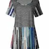 Lily | Gray & Blue Multicolor Abstract Stripe Short-Sleeve Tunic - Plus