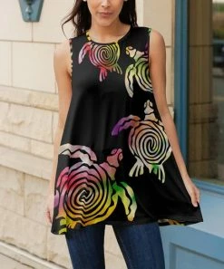 Lily | Black & Pink Turtle Sleeveless Tunic - Plus