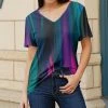 Lily | Black & Purple Abstract Line V-Neck Short-Sleeve Top - Plus