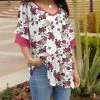 Lily | Pink & White Floral Layered Ruffle-Sleeve V-Neck Tunic - Plus