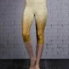 Lily | Gold & Cream Glitter-Print Capri Leggings - Women