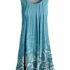 Lily | Aqua & White Heart Sketch Pleated Sleeveless Tunic - Plus