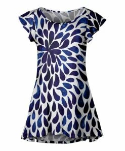 Lily | Navy & White Drops Flutter-Sleeve Tunic - Women