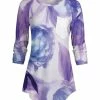 Lily | Purple & White Floral Pocket Raglan Tunic - Plus