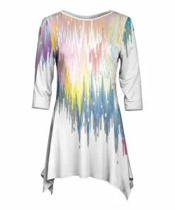 Lily | White & Pastel Abstract Sidetail Tunic - Women