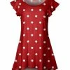 Lily | Red & White Polka Dot Flutter-Sleeve Tunic - Women