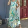 Lily | Turquoise & Cream Abstract Sleeveless Maxi Dress - Women