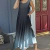 Lily | Gray & White Ombré Scoop Neck Sleeveless Pocket Maxi Dress - Plus