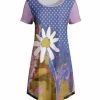 Lily | Blue & Purple Polka Dot Floral Shift Dress - Women