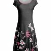 Lily | Gray & Pink Floral A-Line Dress - Women