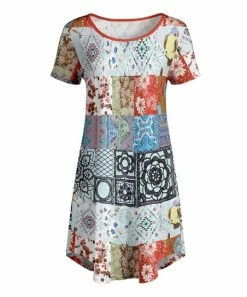 Lily | White & Red Patchwork Shift Dress - Plus