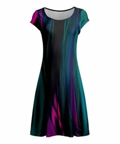 Lily | Black & Teal Abstract A-Line Dress - Plus