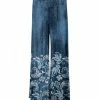 Lily | Blue & White Acid Wash Floral Palazzo Pants - Women