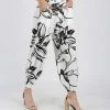 Lily | White & Black Floral Pocket Harem Pants - Women