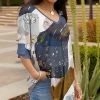 Lily | Navy & Brown Floral V-Neck Tunic - Women