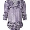 Lily | Lavender & Black Floral Notch Neck Long-Sleeve Top - Women