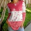 Lily | Pink & White Floral Patchwork Crewneck Tunic - Plus
