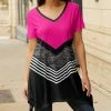 Lily | Black & Pink Chevron Sidetail Tunic - Plus