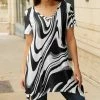 Lily | Black & White Abstract Sidetail Tunic - Plus