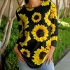 Lily | Black & Yellow Sunflower Crewneck Tunic - Women & Plus