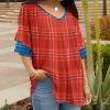 Lily | Red & Blue Plaid Ruffle-Sleeve Tunic - Women